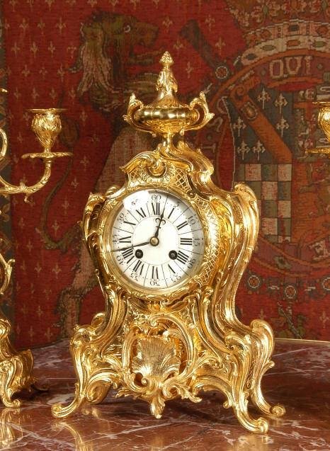 fig 2. Beautiful Antique French Rococo Boudoir Clock Set ~ French - Circa 1880 ~